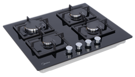 Midea 60cm 4 Burner Gas Hob – Black Glass 60GK007 - 0