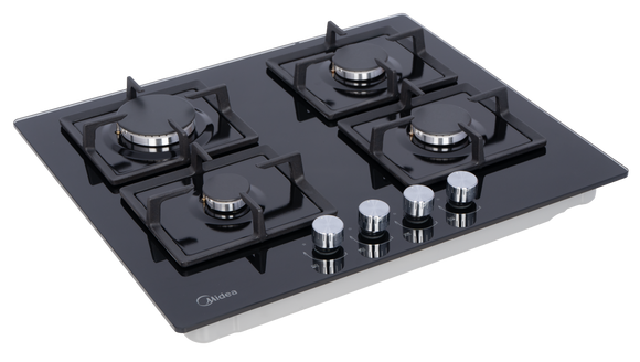 Midea 60cm 4 Burner Gas Hob – Black Glass 60GK007