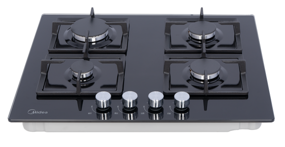 Midea 60cm 4 Burner Gas Hob – Black Glass 60GK007