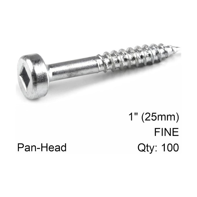 Kreg Zinc Pocket Hole Screws 25mm 1.00' #6 Fine Thread Pan Head 100CT - image 01