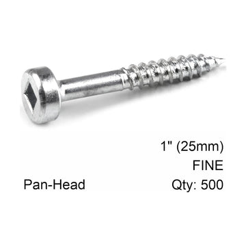 Kreg Zinc Pocket Hole Screws 25mm 1.00' #6 Fine Thread Pan Head 500CT - image 01