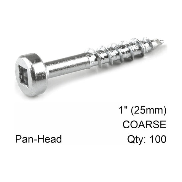 Kreg Zinc Pocket Hole Screws 25mm 1.00' #7 Coarse Thread Pan Head 100C - image 01
