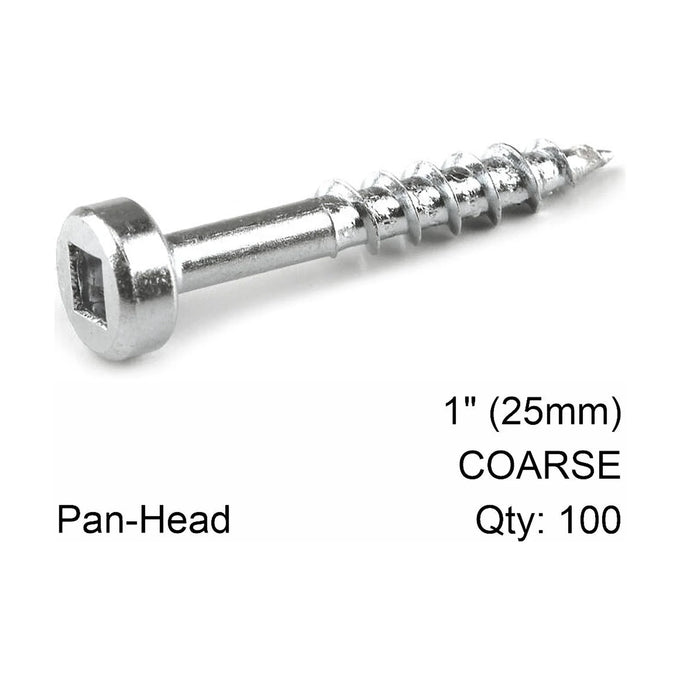 Kreg Zinc Pocket Hole Screws 25mm 1.00' #7 Coarse Thread Pan Head 100C - image 01