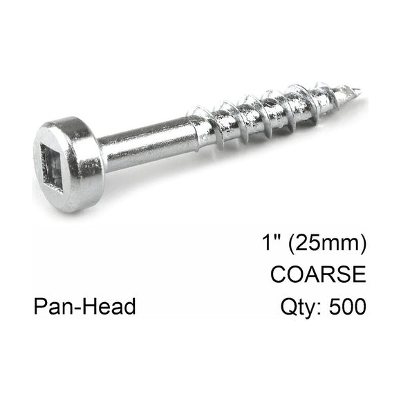 Kreg Zinc Pocket Hole Screws 25mm 1.00' #7 Coarse Thread Pan Head 500C - image 01