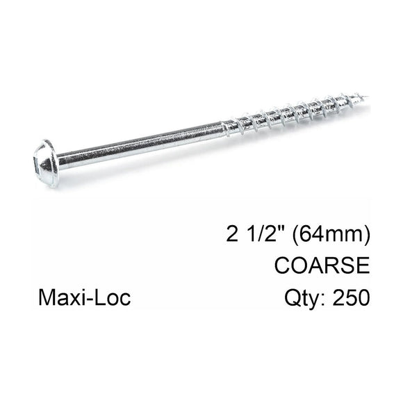 Kreg Zinc Pocket Hole Screws 64mm 2.50' #8 Coarse Thread MX Loc 250CT - image 01