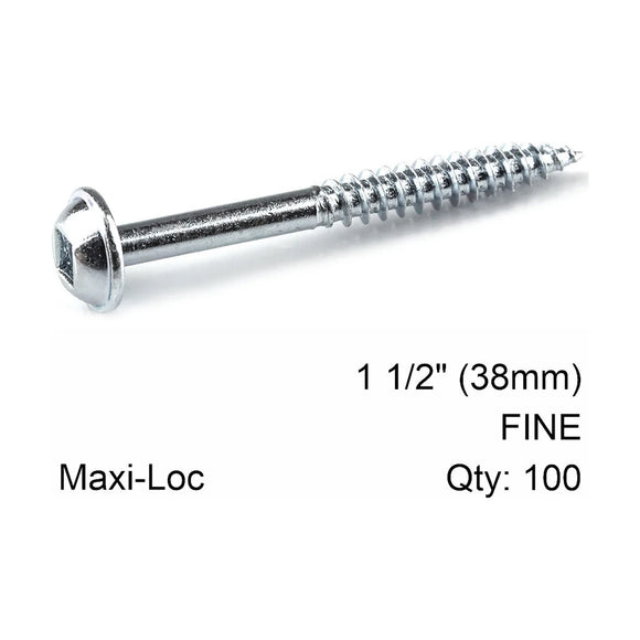 Kreg Zinc Pocket Hole Screws 38mm 1.50' #7 Fine Thread MX Loc 100CT - image 01