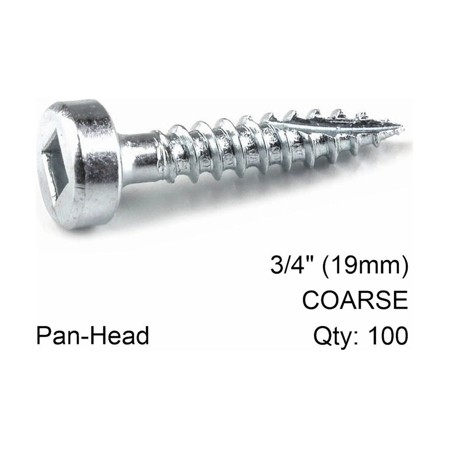 Kreg Zinc Pocket Hole Screws 19mm 0.75' #6 Fine Thread Pan Head 100CT - image 01