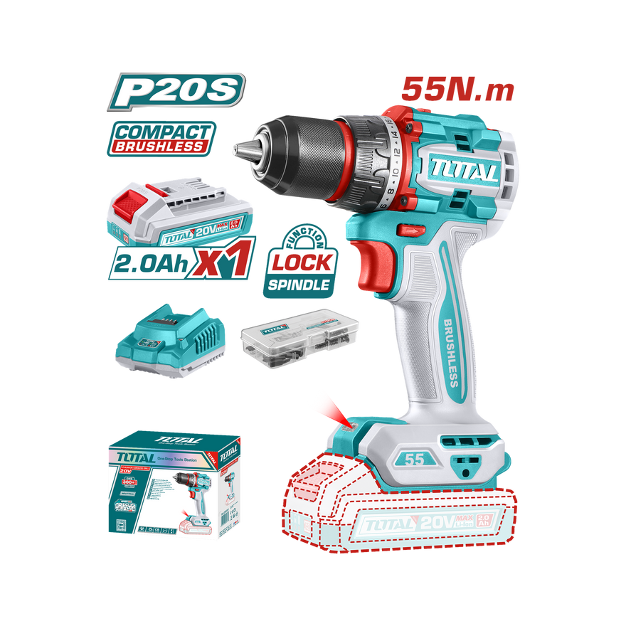 Image of Total Compact Brushless Cordless Drill 20V TDLI205582