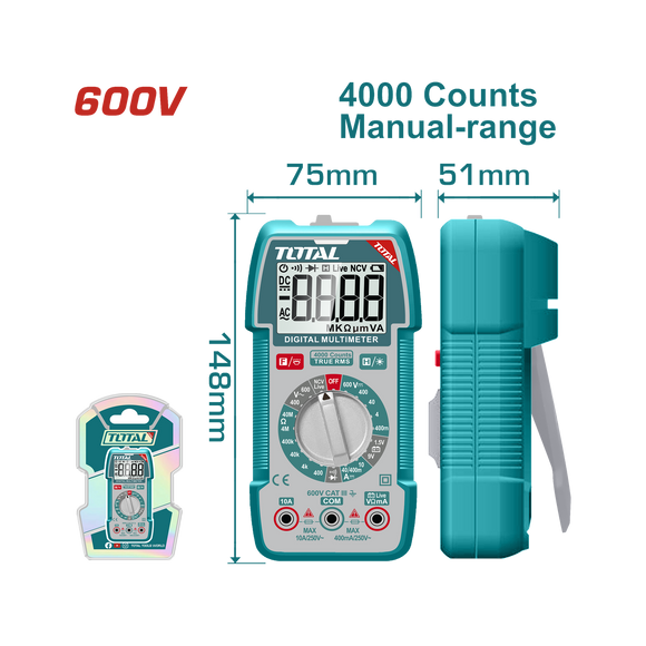 Image of Total Power Tool Total Digital Multimeter 600V TMT536002