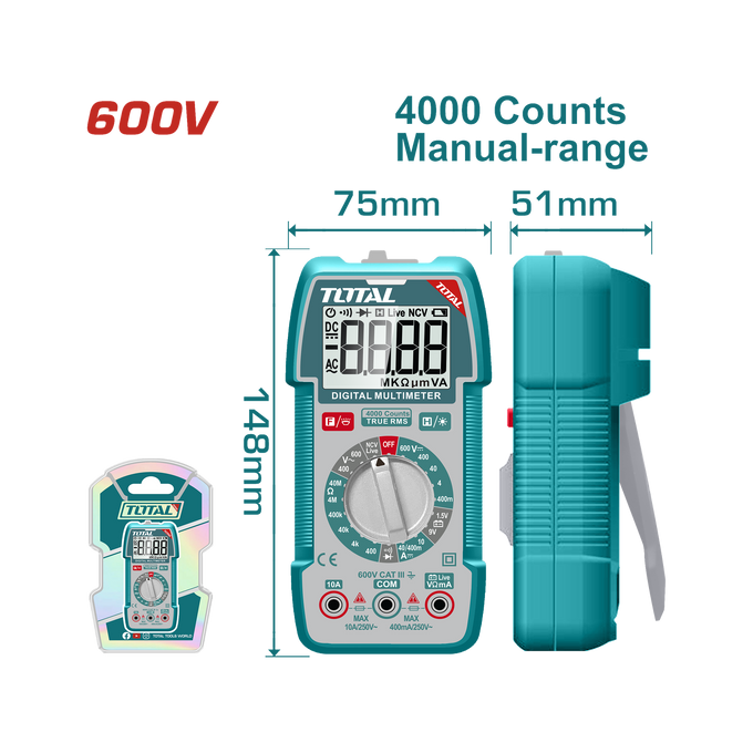 Image of Total Power Tool Total Digital Multimeter 600V TMT536002