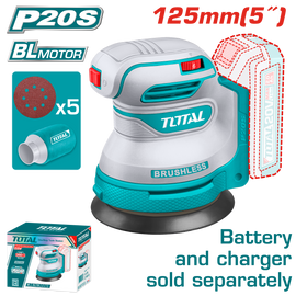 Total Random Orbital Sander 125mm Li-Ion 20V Excluding Battery and Charger TROSLI2002