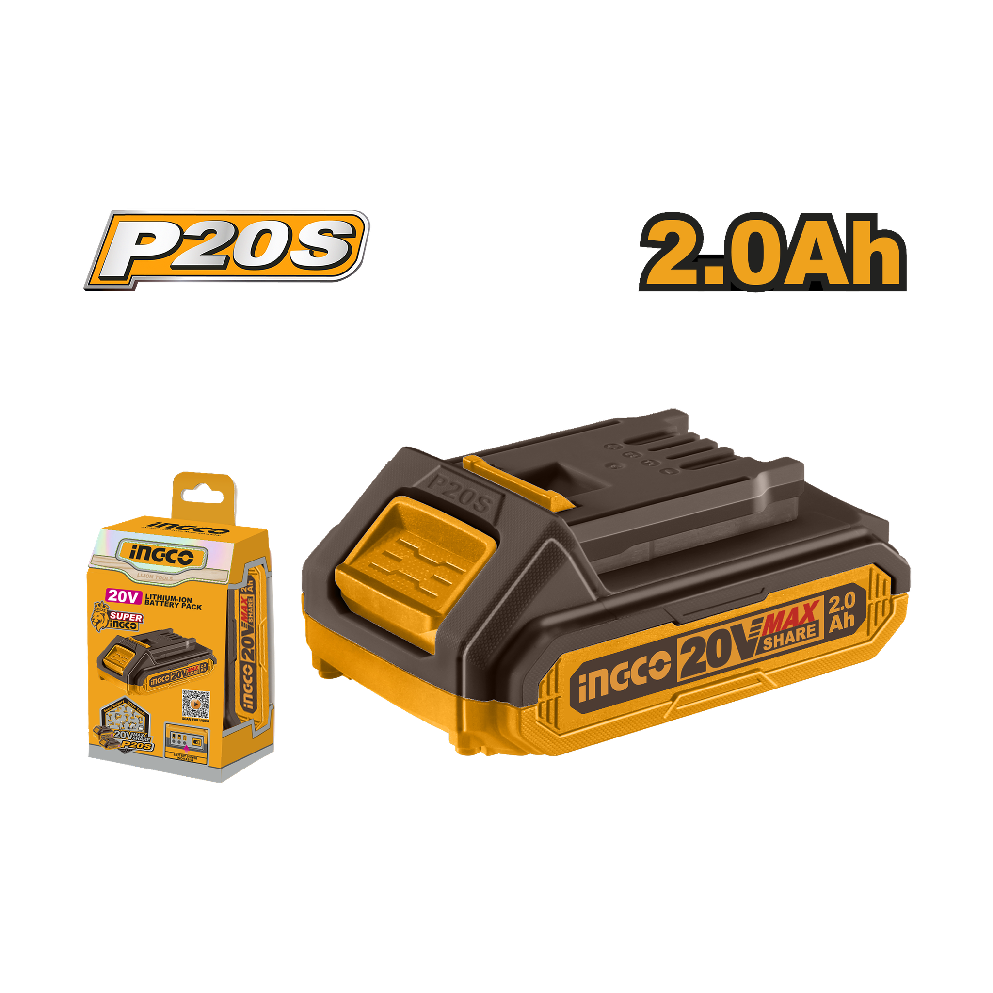 Ingco 20V PS+ Cordless Tools Battery 2.0Ah