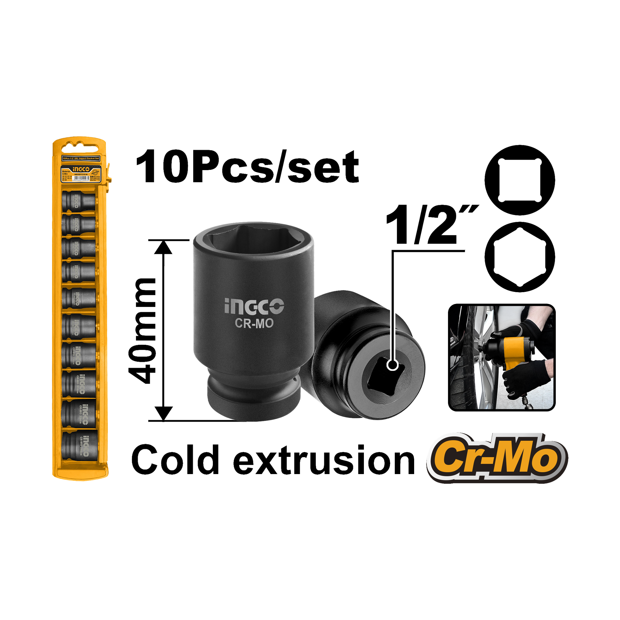 Ingco Impact Socket Set HKISSD12101