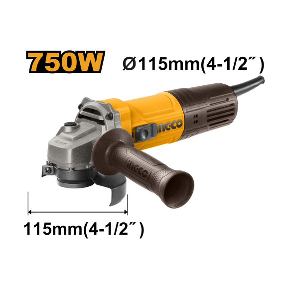 Ingco Angle Grinder 115mm 750W AG75028