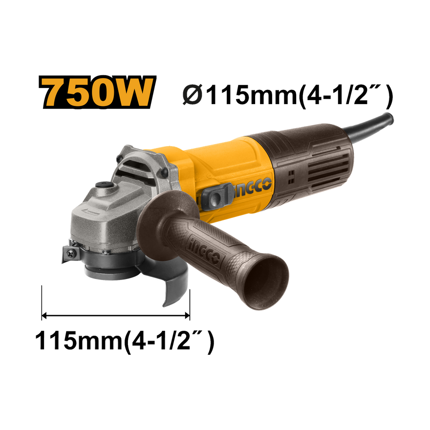 Ingco Angle Grinder 115mm 750W AG75028