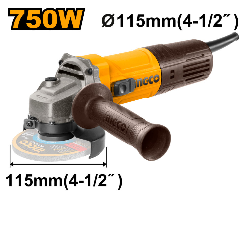 Ingco angle grinder 115mm 750w ag75028