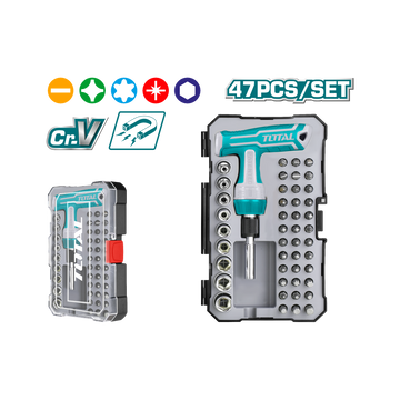 Total 47 Pcs T-Handle Wrench Screwdriver Set TACSD30476