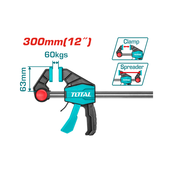 Image of Total Power Tool Total Quick Bar Clamp 63x300mm THT1340602