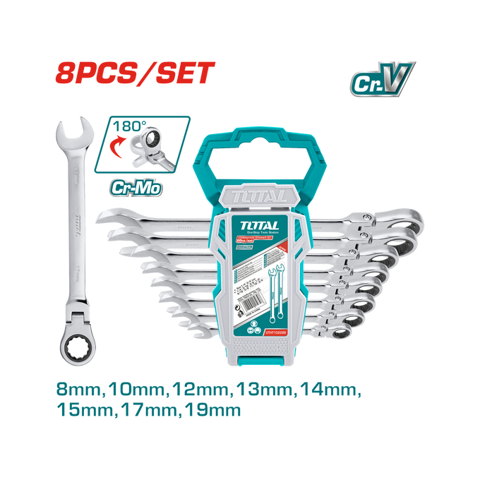 Total 8 Pcs Flexible Ratchet Spanner Set THT102RK586