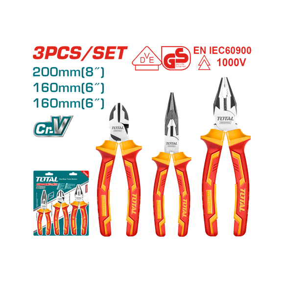 Total 3 Pcs Insulated Pliers Set THT2K0302
