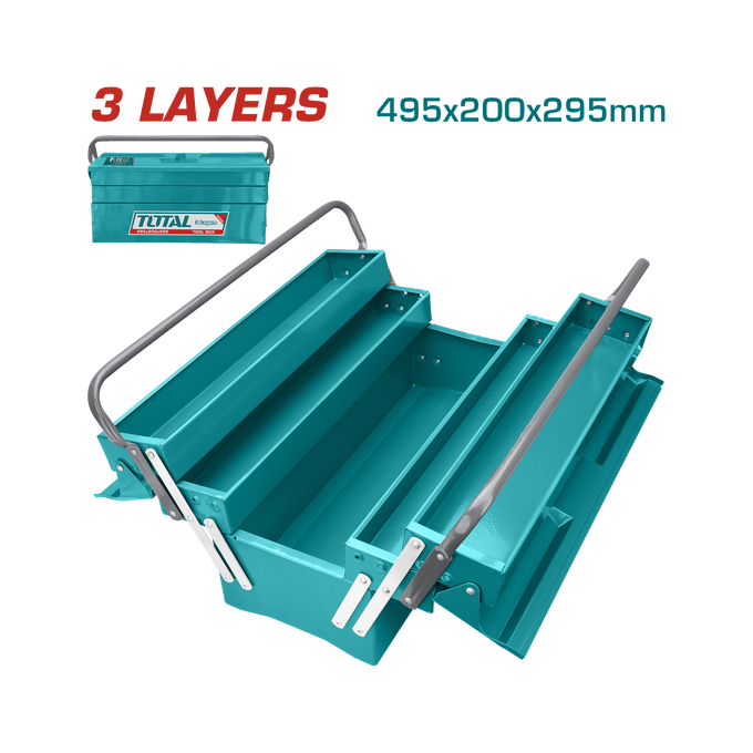 Image of Total Power Tool Total Tool Box 3 Layers Size 495mm x 200mm x 290mm THT10701
