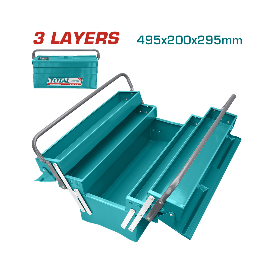 Image of Total Power Tool Total Tool Box 3 Layers Size 495mm x 200mm x 290mm THT10701