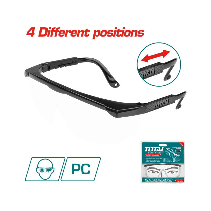 Total Safety Goggles Adjustable Clear TSP301