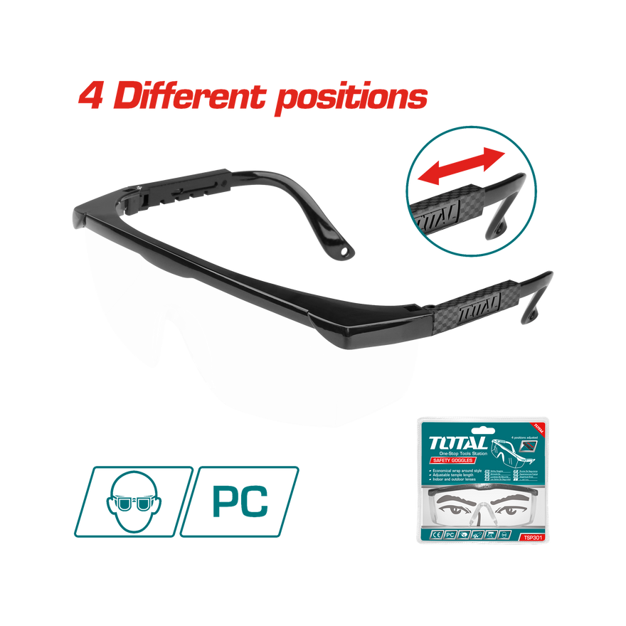 Total Safety Goggles Adjustable Clear TSP301