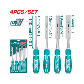 Total 4 Pcs Wood Chisel Set THT41K0401