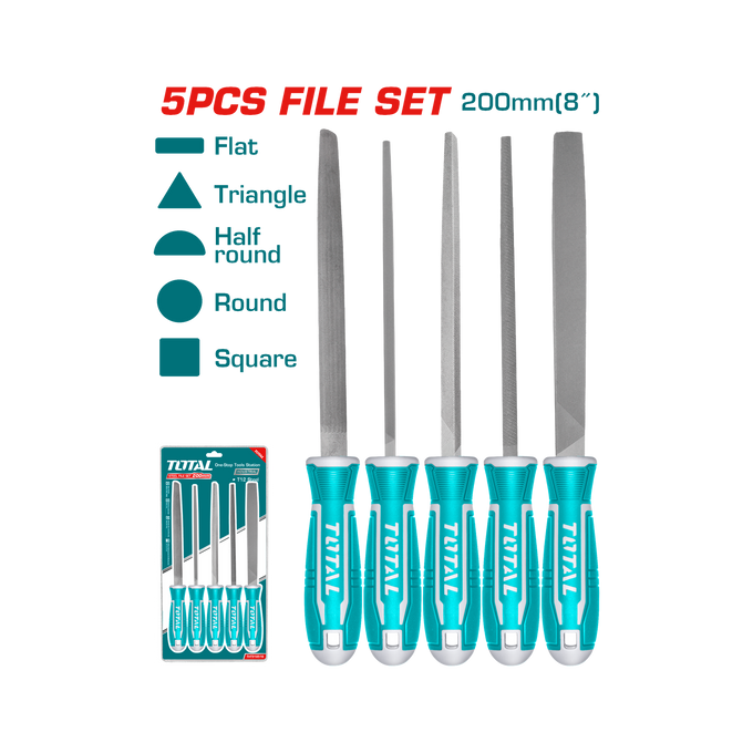 Total 5 Pcs Steel File Set 200mm THT918516