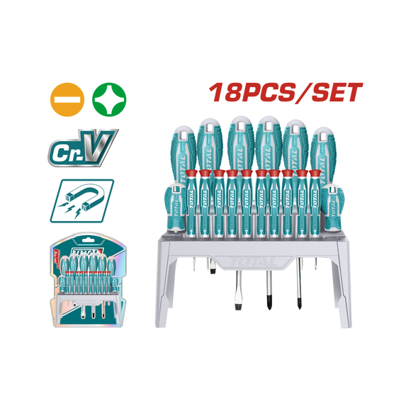 Total 18 Pcs Screwdriver and Precision Screwdriver Set THT250618
