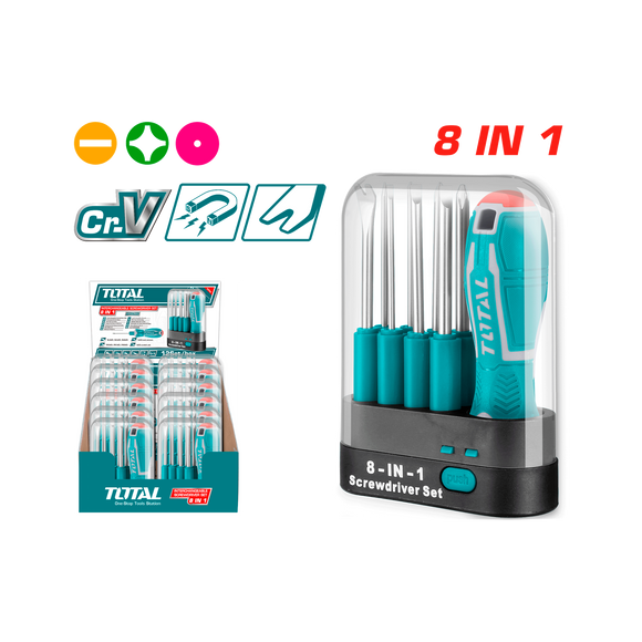 Total 9 Pcs interchangeable Screwdriver Set THT250906