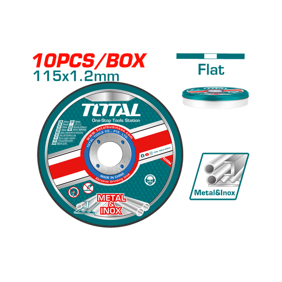 Total Abrasive Metal & Inox Cutting Disc 115mmx1.2mm 10pc Set TAC2211155