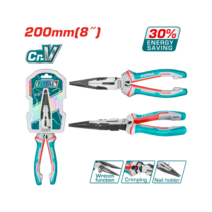 Total Plier Long Nose High Leverage 200mm THT220806S