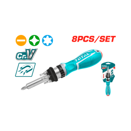 Total 8 Pcs Ratchet Set Screwdriver Set TACSD30086