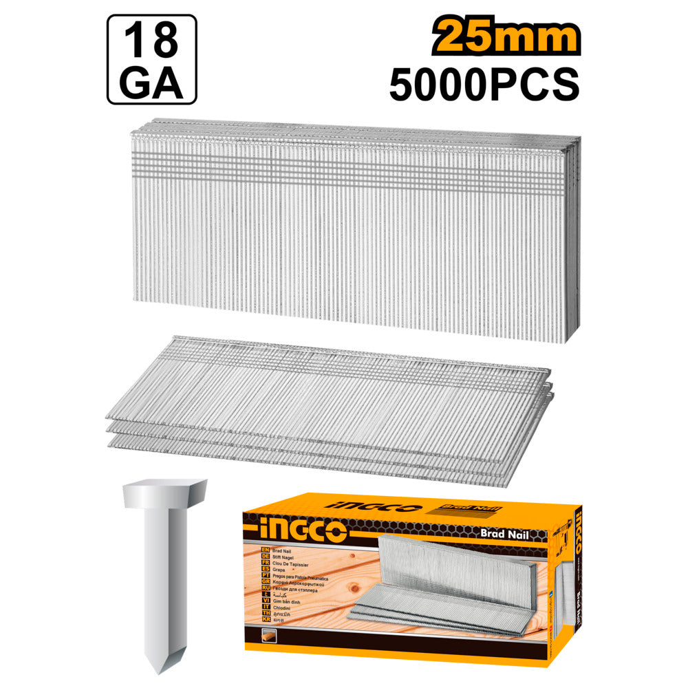 Ingco 25mm brad nails ana18251 - 5000 pieces