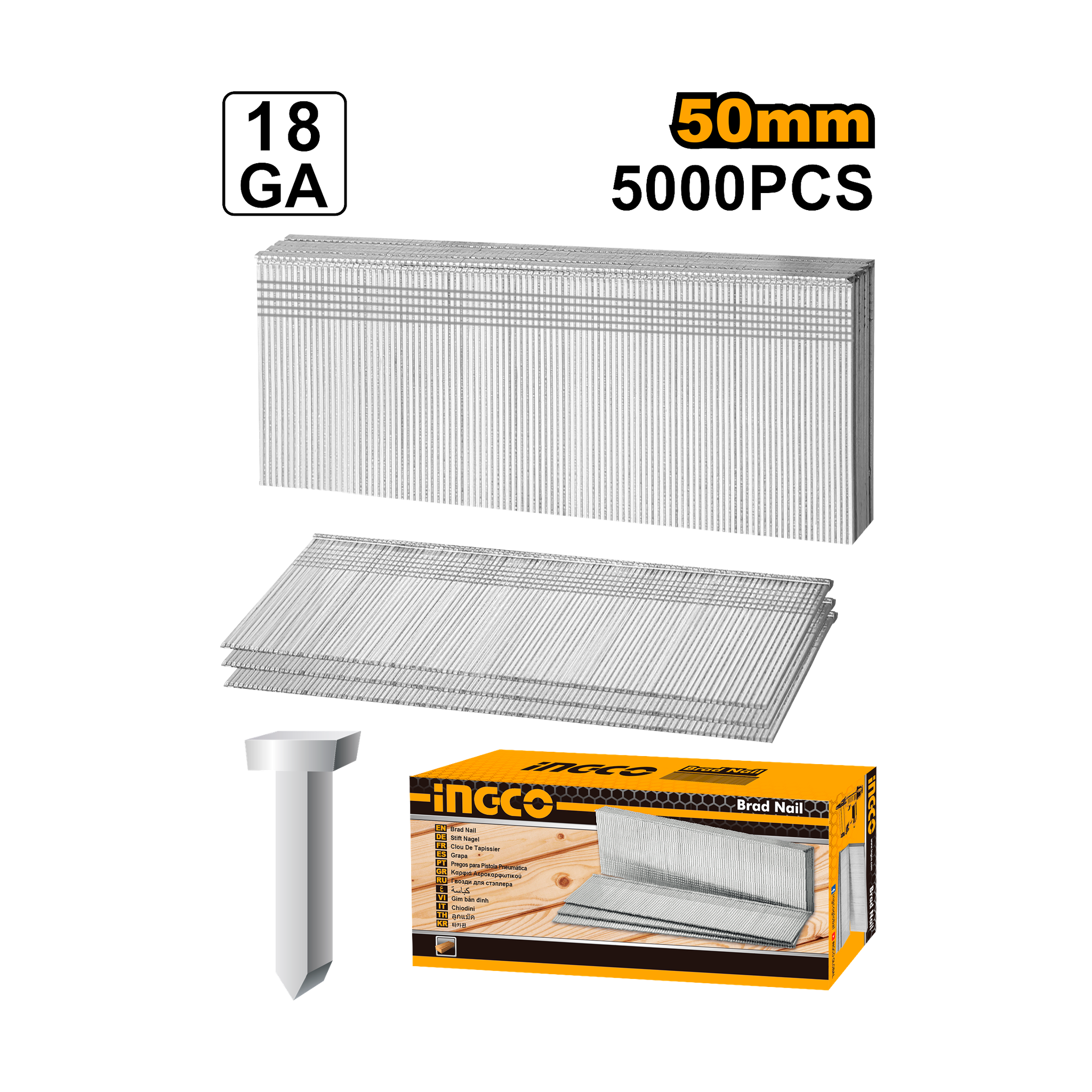 Ingco 50mm Brad Nails  ANA18501 - 5000 Pieces