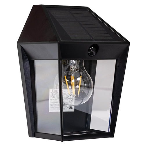 Eurolux Avony 1LT Solar Wall Light Black with PIR