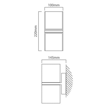 Eurolux Cuba Outdoor Wall Light Grey LED 2x12.2w 3000K - image 01