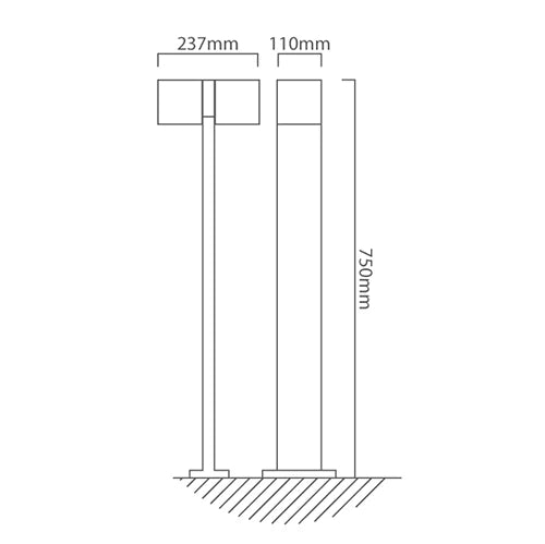 Eurolux Cuba Outdoor 2LT Bollard Grey LED 2x12.2w 3000K - image 01