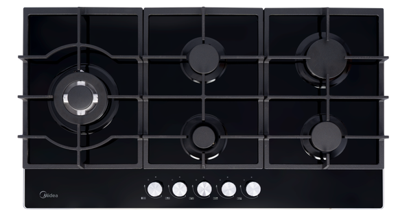 Midea 90cm Gas Hob – Black Glass 90GP095