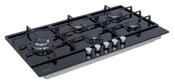 Midea 90cm Gas Hob – Black Glass 90GP095