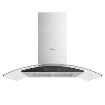 Midea 90cm Stainless Steel & Black Glass Cooker Hood – Touch Control
