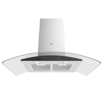 Midea 90cm Stainless Steel & Black Glass Cooker Hood – Touch Control - 0