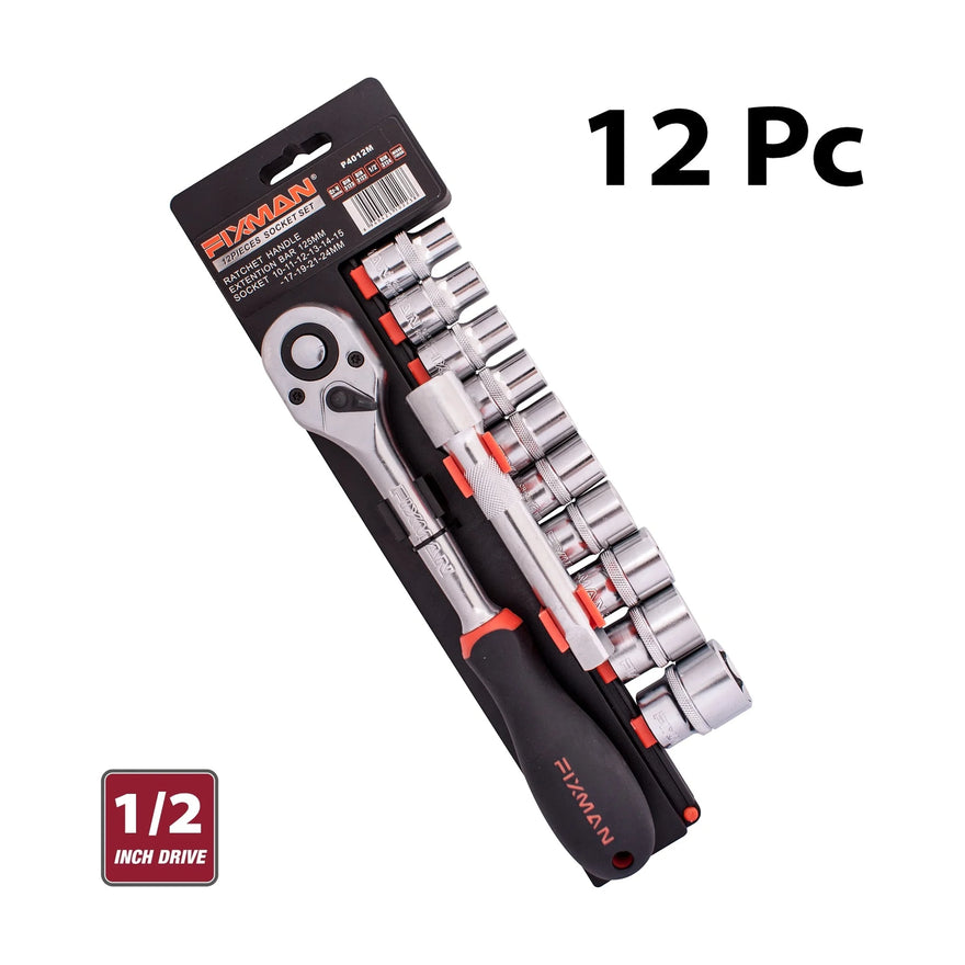 Fixman 12-Pc 1/2' Drive  Socket & Ratchet Set - image 01