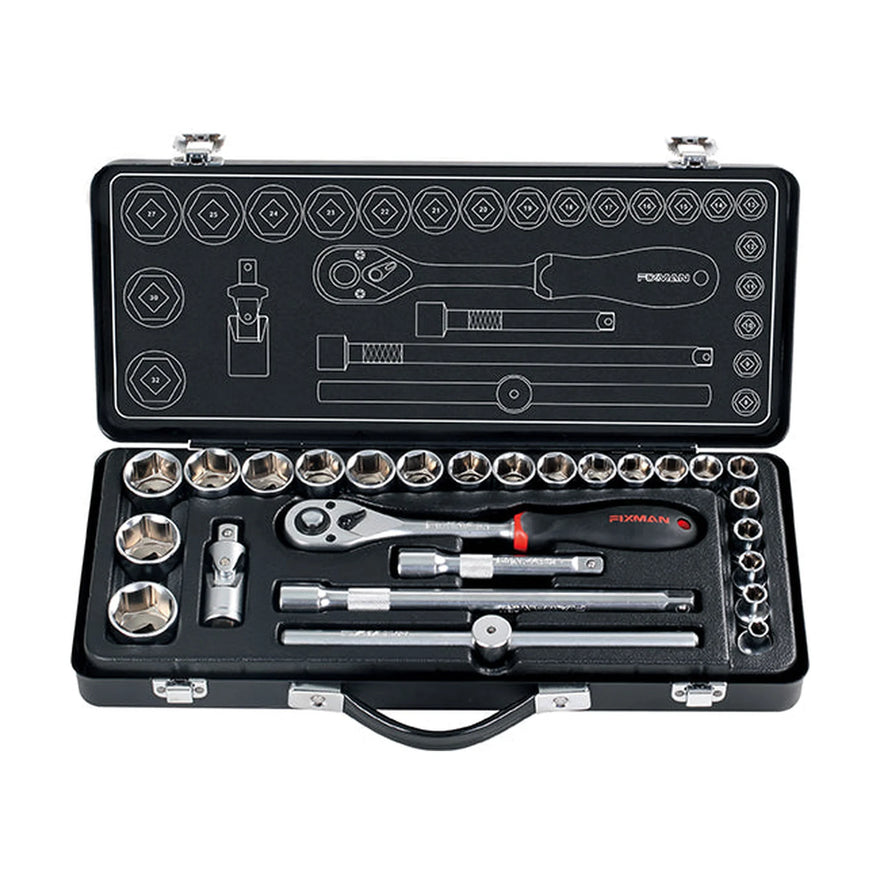 Fixman 26 Piece Socket Set 1/2' 8 - 25 27 30 &32mm - image 01