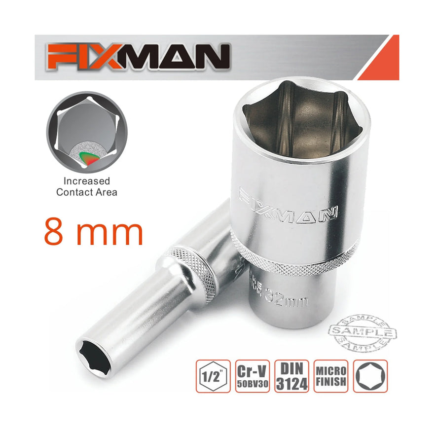 Fixman 1/2' Drive Deep Socket 8mm - image 01