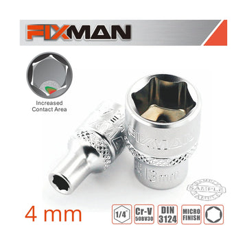 Fixman 1/4' Drive Hex Socket 4mm - image 01
