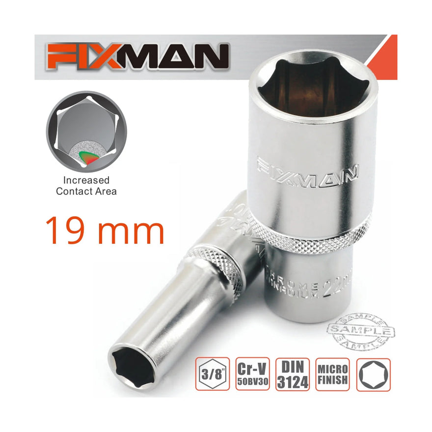 Fixman 3/8' Drive Deep Socket 19mm - image 01