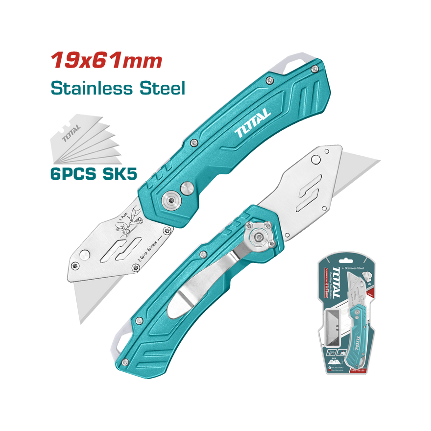 Image of Total Power Tool Total Folding Knife19 x 61mm THT5136288